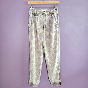 Anthropologie Washed Tamarind Giraffe Linen Blend High Rise Jogger Ankle Pants